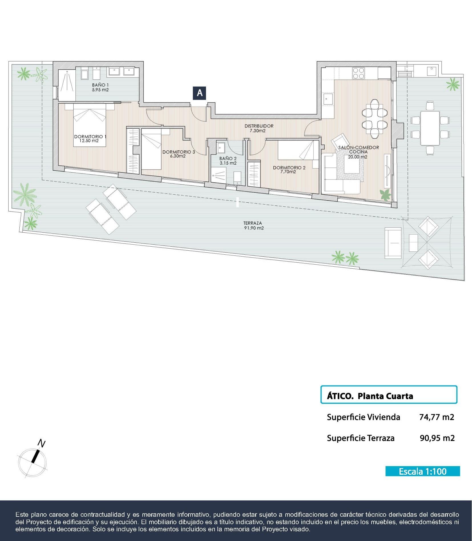 For sale - 3 Bedroom 2 Bathroom Penthouse in Torrevieja - Playa Del Cura  - Alicante