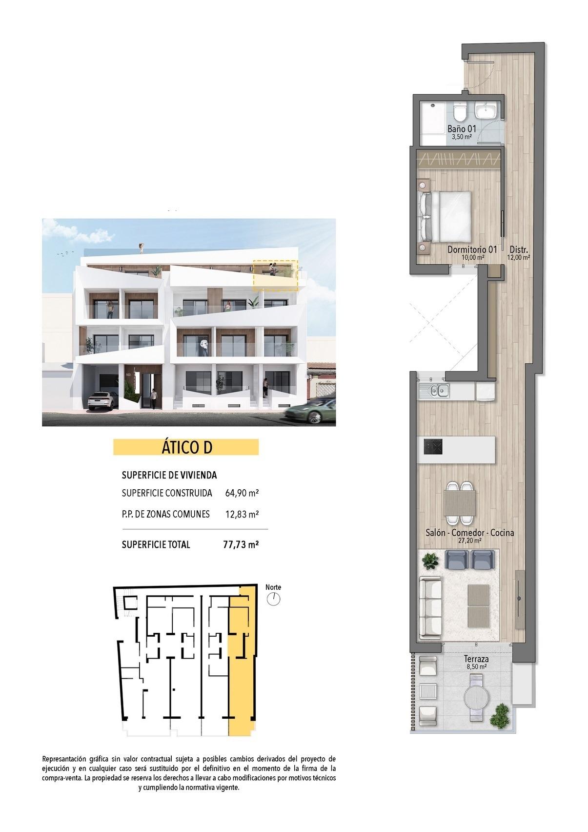 For sale - 2 Bedroom 1 Bathroom Penthouse in Torrevieja - Playa de El Cura  - Alicante