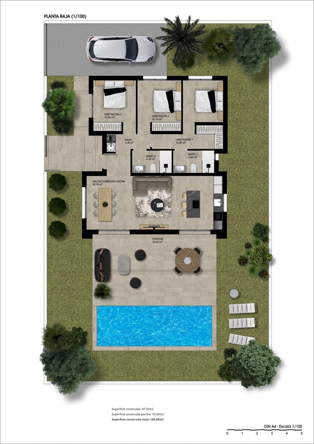 New Build - 3 Bedroom 2 Bathroom Villa in Hondón de las Nieves - Urbaniz La Montañosa  - Alicante