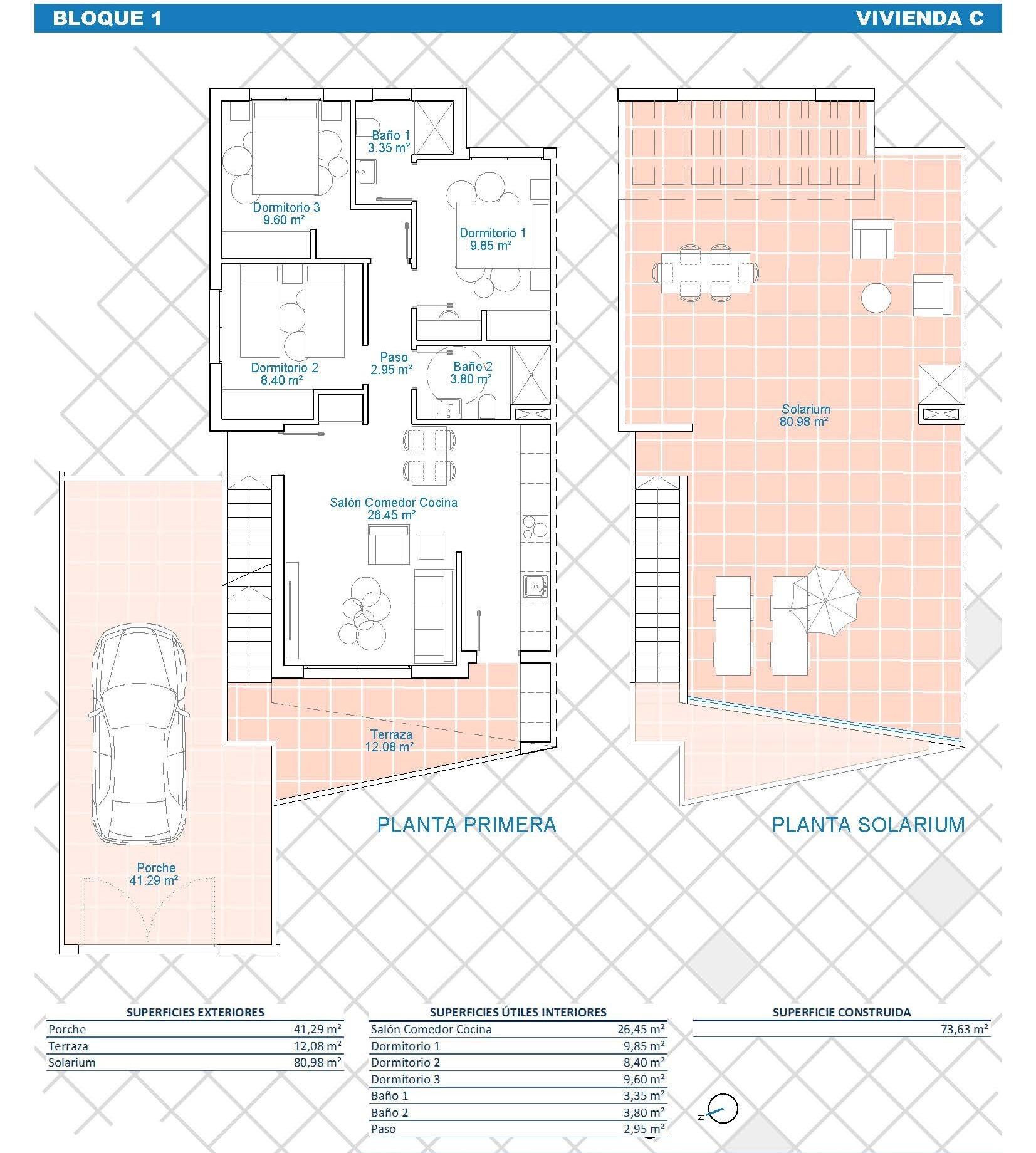 For sale - 3 Bedroom 2 Bathroom Bungalow in Pilar de La Horadada - Lo Monte  - Alicante