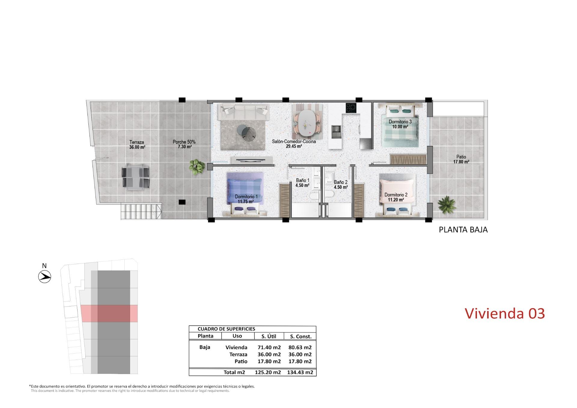 For sale - 3 Bedroom 2 Bathroom Bungalow in Pilar de La Horadada - pueblo  - Alicante