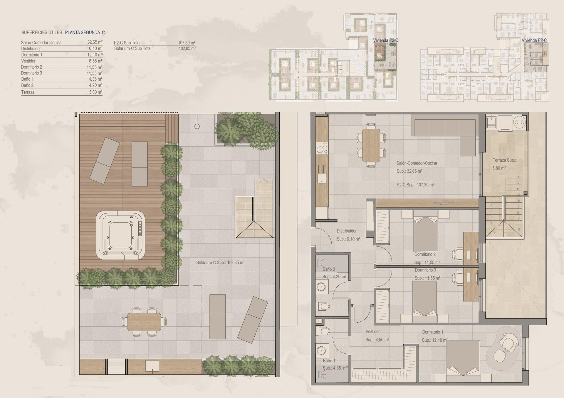 New Build - 3 Bedroom 2 Bathroom Penthouse in Torre Pacheco - Centro  - Murcia