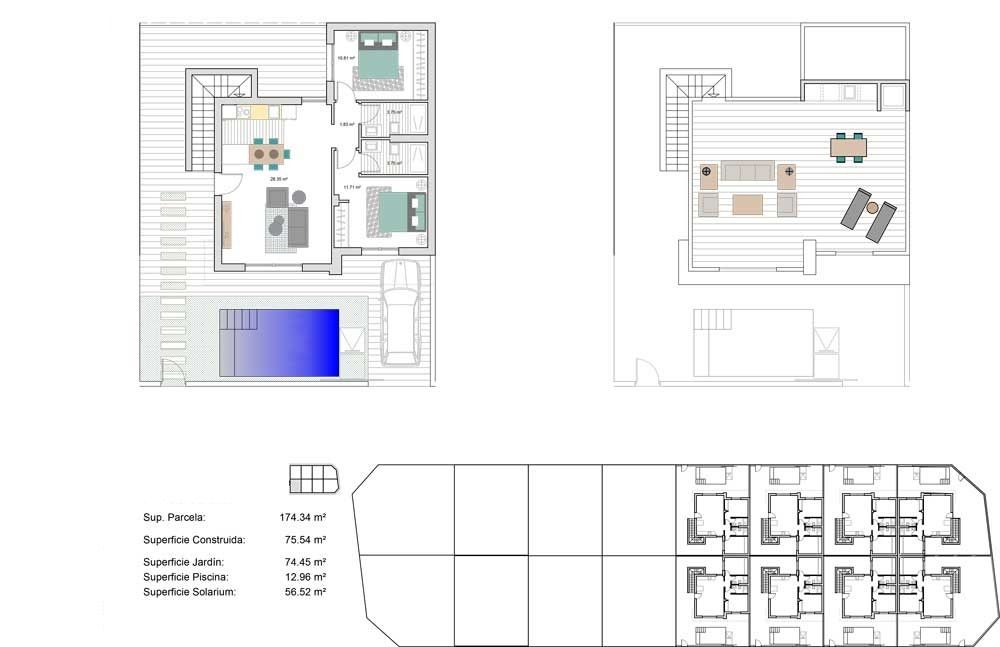 New Build - 2 Bedroom 2 Bathroom Villa in Torre Pacheco - Roldán  - Murcia