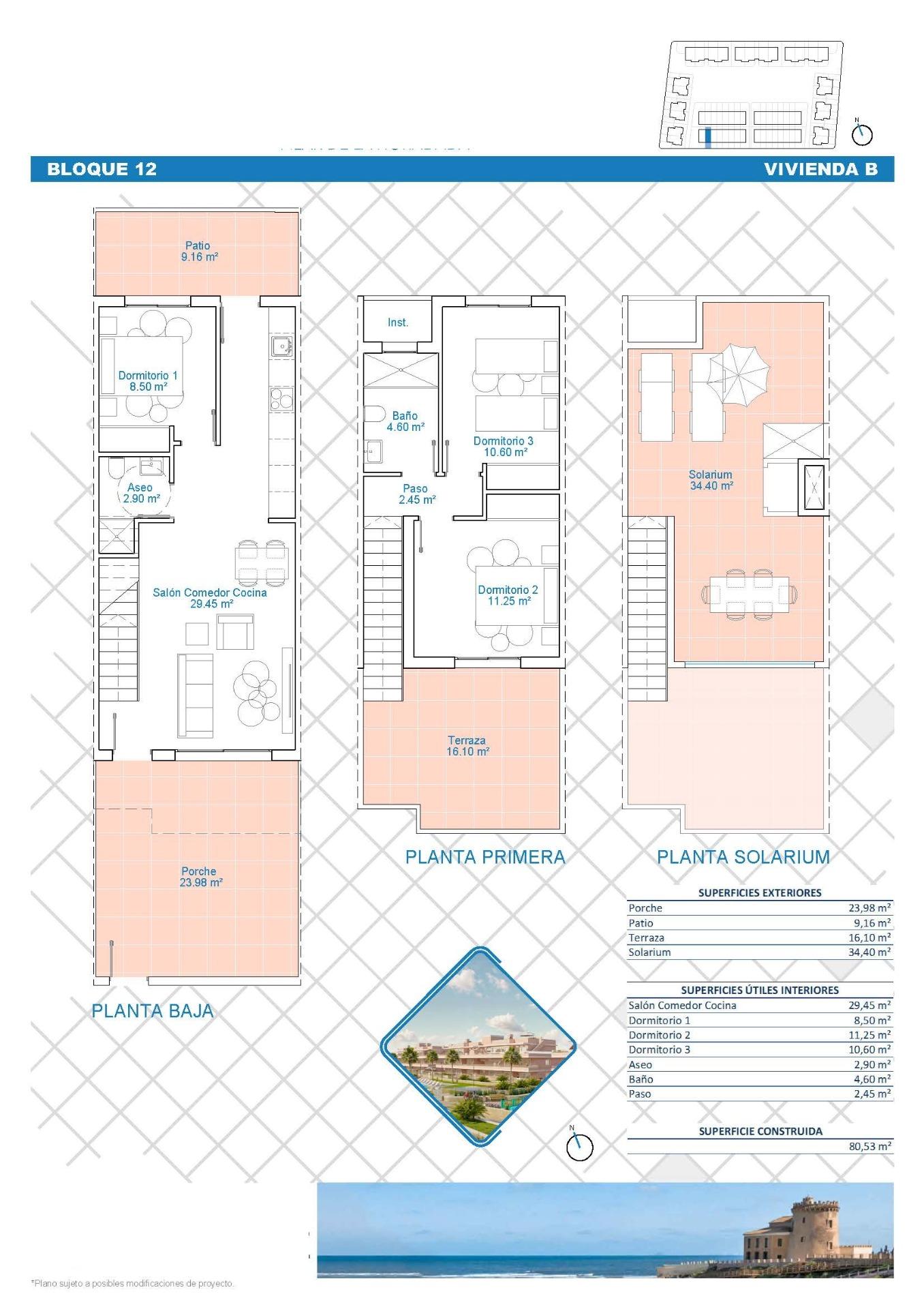 For sale - 3 Bedroom 2 Bathroom Town House in Pilar de La Horadada - Lo Monte  - Alicante