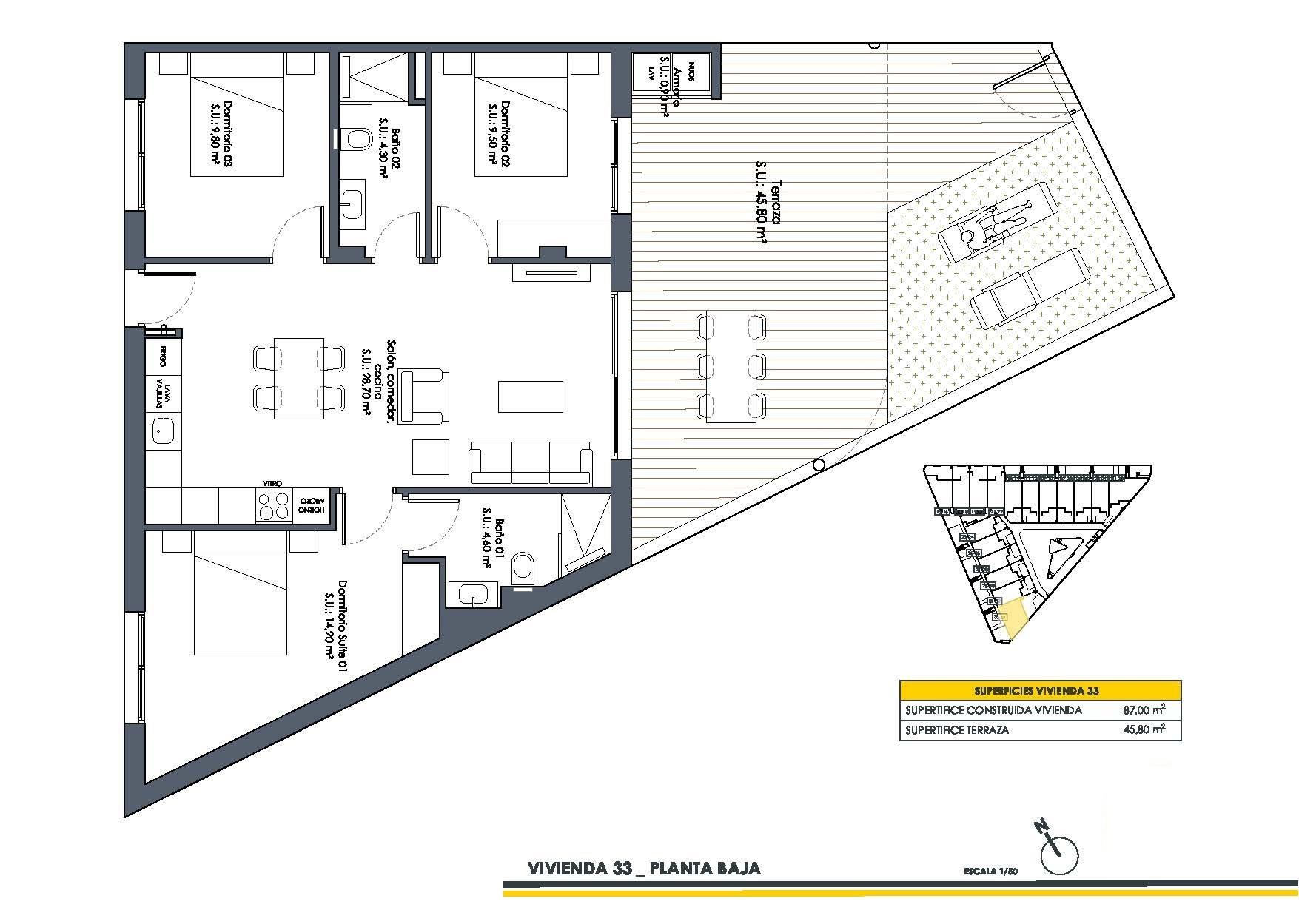 For sale - 3 Bedroom 2 Bathroom Ground Floor apartment in San Fulgencio - Pueblo  - Alicante