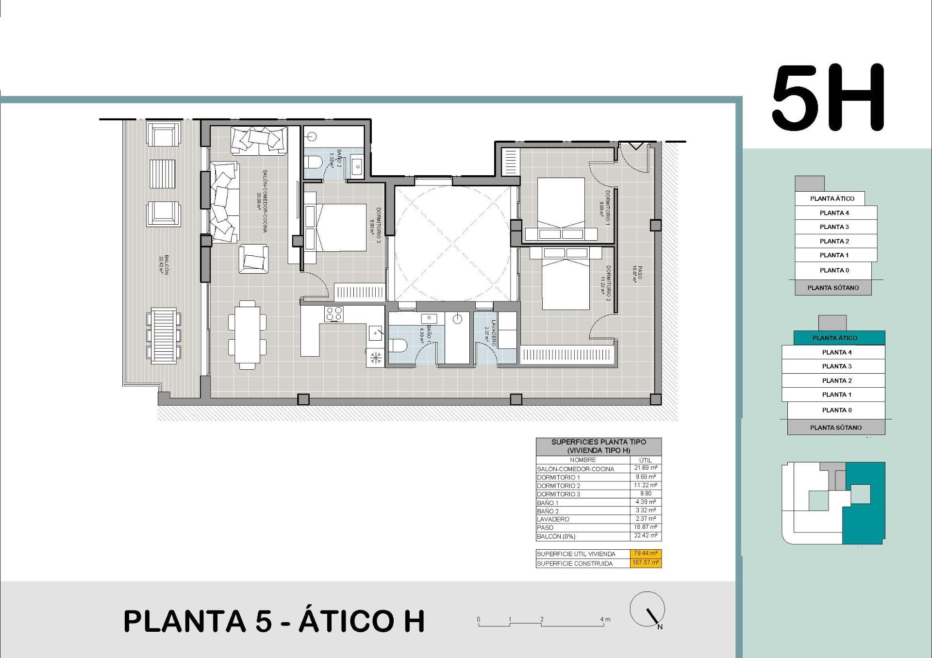 For sale - 3 Bedroom 2 Bathroom Penthouse in Torrevieja - El acequión  - Alicante