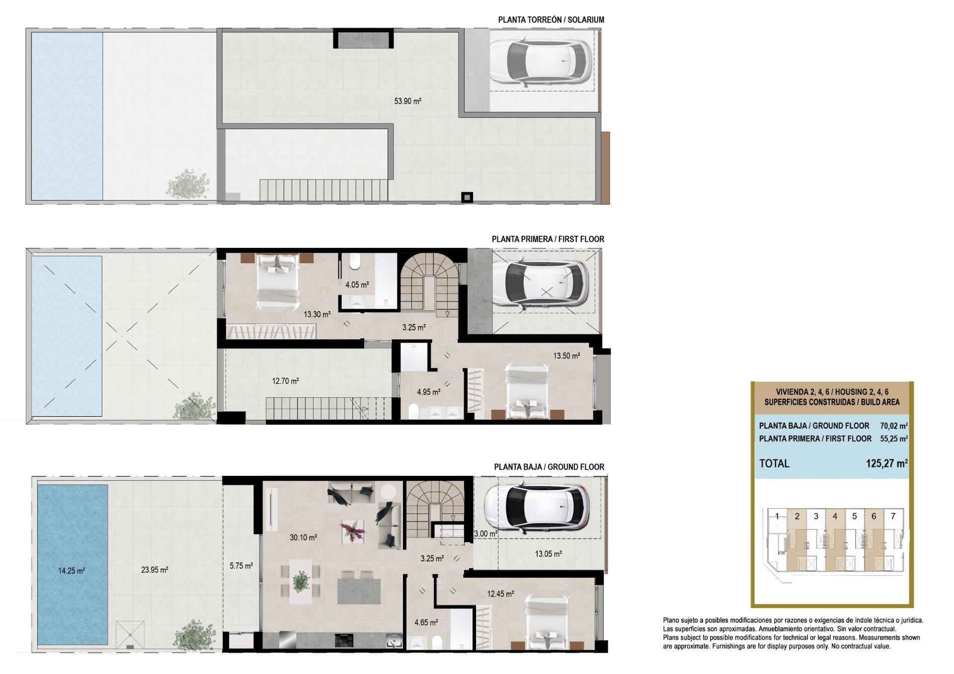 New Build - 3 Bedroom 3 Bathroom Town House in San Javier - pueblo  - Murcia