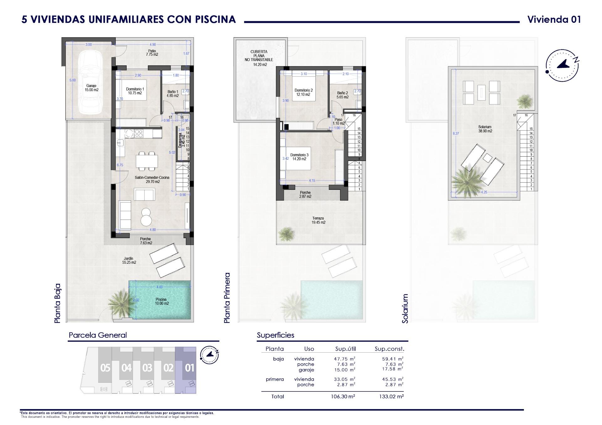 New Build - 3 Bedroom 2 Bathroom Villa in San Pedro del Pinatar - Polideportivo  - Murcia