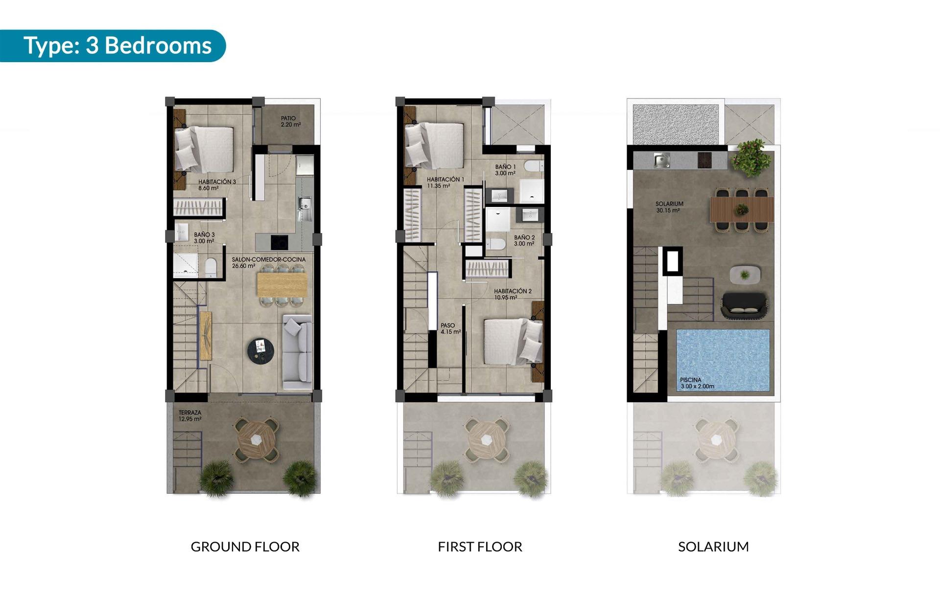 For sale - 3 Bedroom 3 Bathroom Town House in Dolores - Sector 2  - Alicante