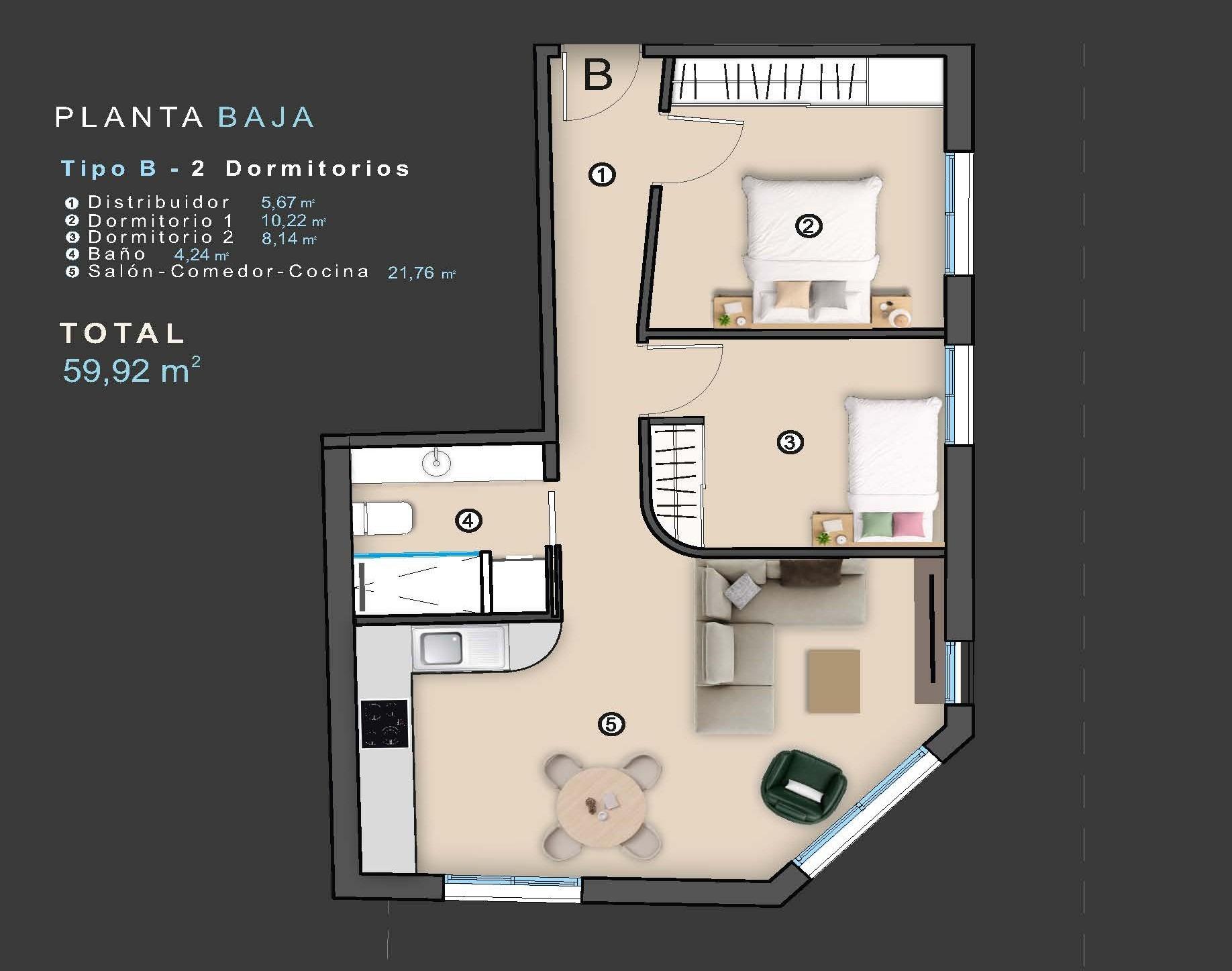 For sale - 2 Bedroom 1 Bathroom Apartment in Torrevieja - Centro  - Alicante