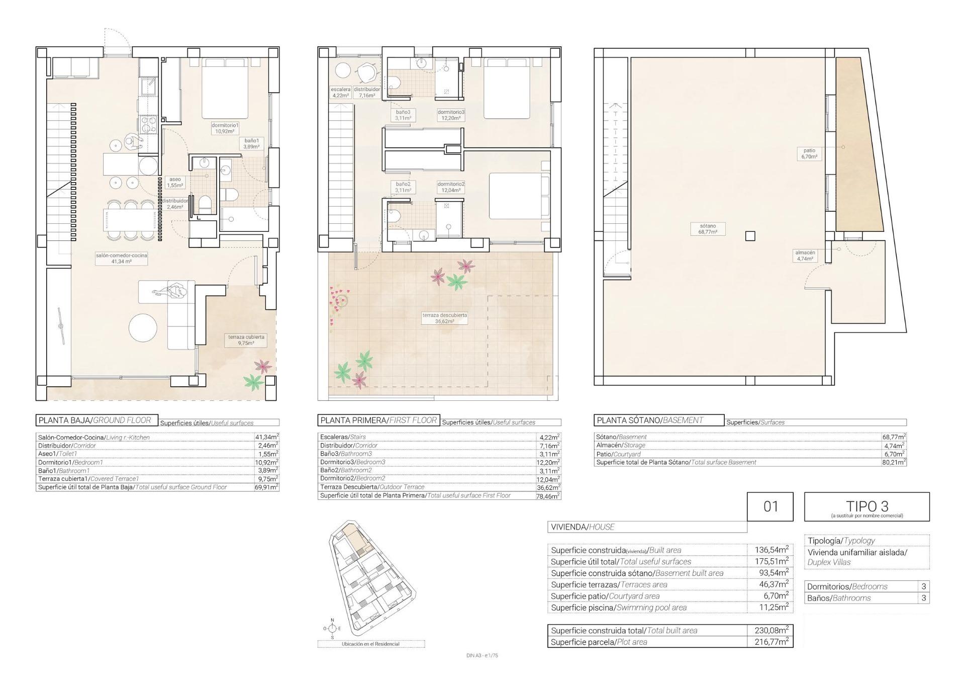 New Build - 3 Bedroom 3 Bathroom Villa in Hondón de las Nieves - Centro  - Alicante