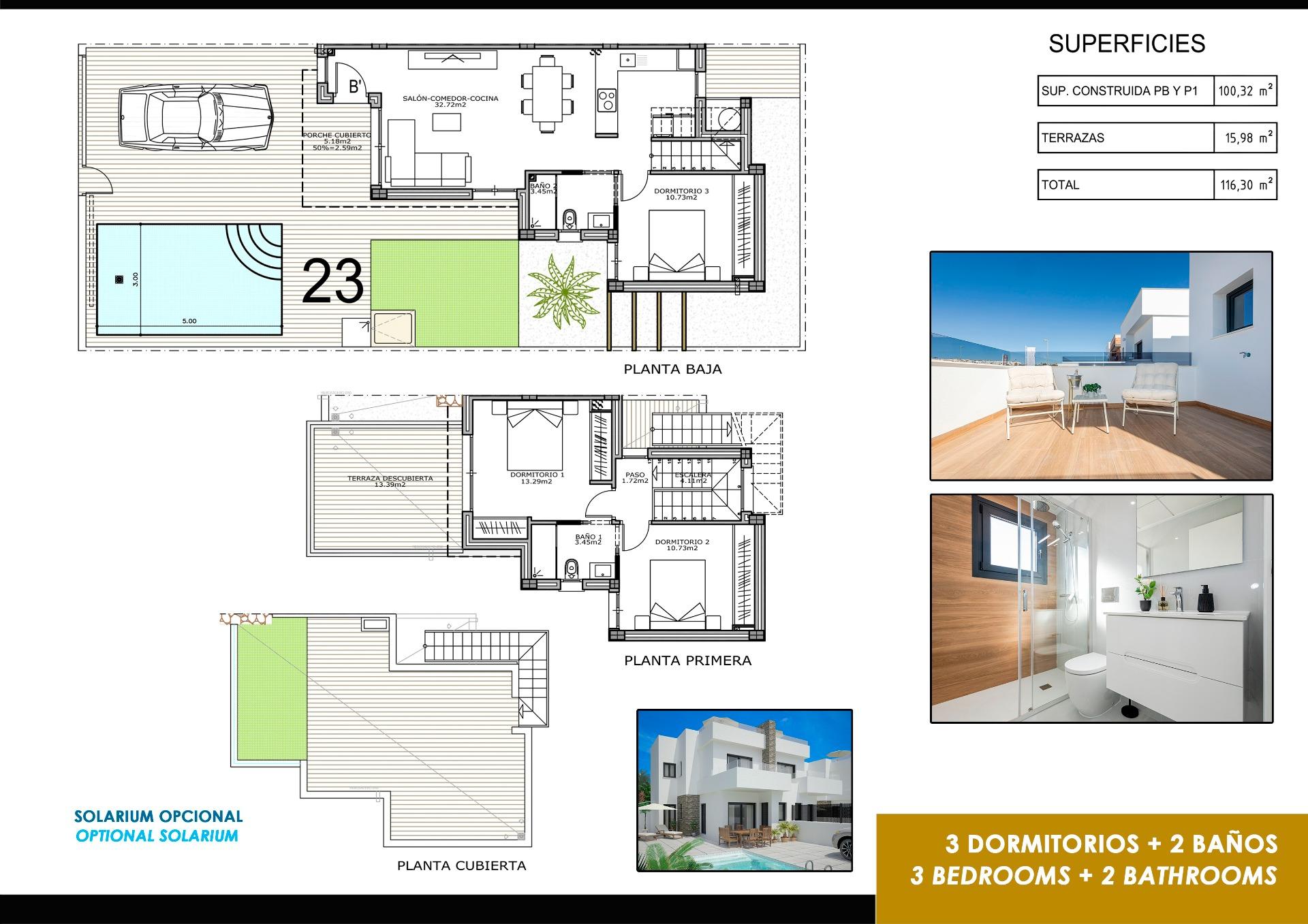 For sale - 3 Bedroom 2 Bathroom Villa in Orihuela - Vistabella Golf  - Alicante