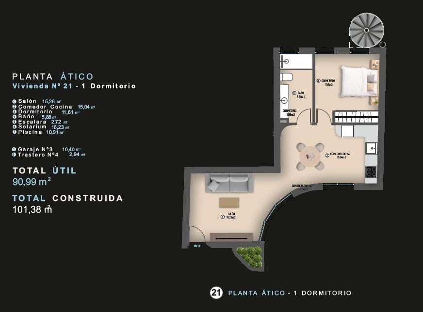 For sale - 1 Bedroom 1 Bathroom Penthouse in Torrevieja - Centro  - Alicante