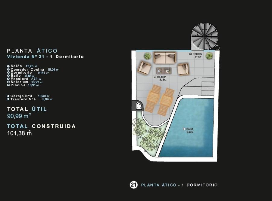 For sale - 1 Bedroom 1 Bathroom Penthouse in Torrevieja - Centro  - Alicante