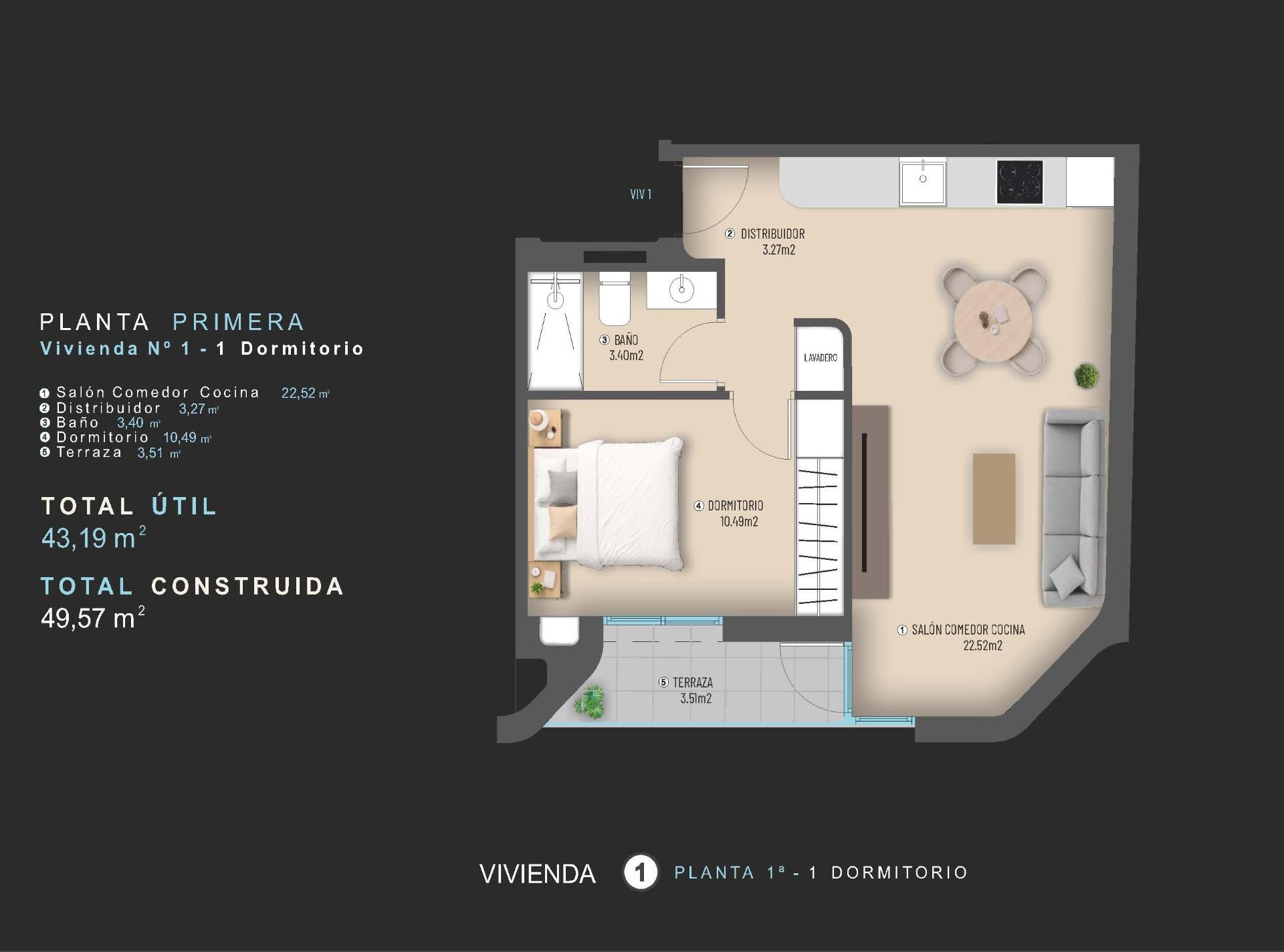 For sale - 1 Bedroom 1 Bathroom Apartment in Torrevieja - Centro  - Alicante