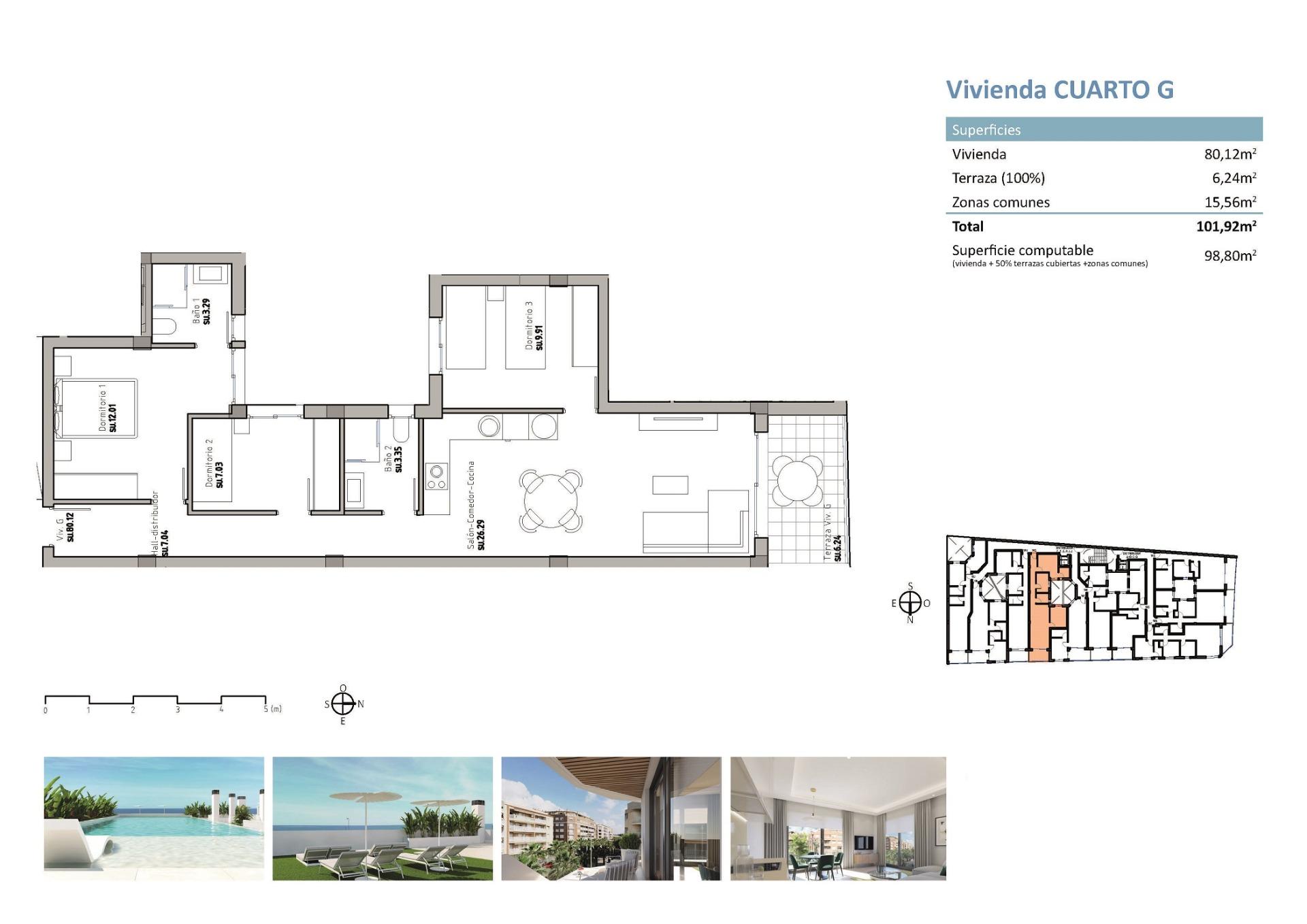 For sale - 3 Bedroom 2 Bathroom Penthouse in Guardamar del Segura - Pueblo  - Alicante