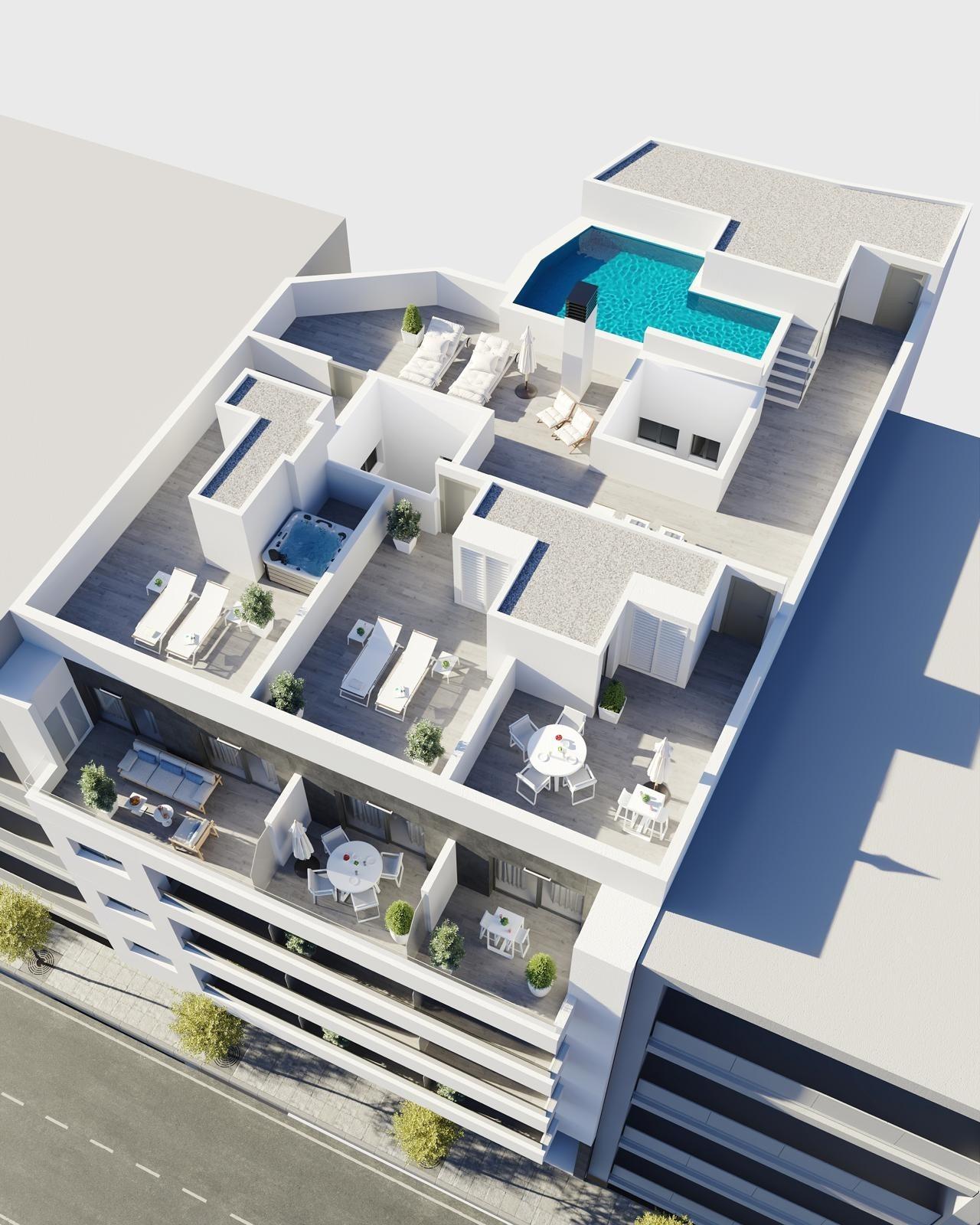 For sale - 3 Bedroom 2 Bathroom Penthouse in Torrevieja - Centro  - Alicante