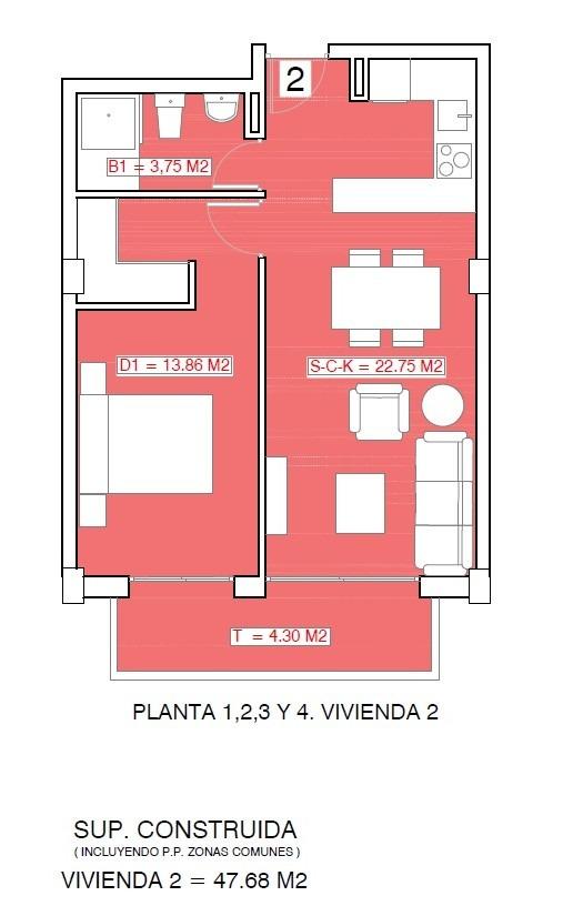 For sale - 1 Bedroom 1 Bathroom Apartment in Torrevieja - Playa El Acequión  - Alicante