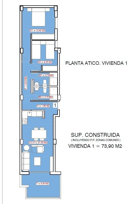 For sale - 2 Bedroom 2 Bathroom Penthouse in Torrevieja - Playa El Acequión  - Alicante