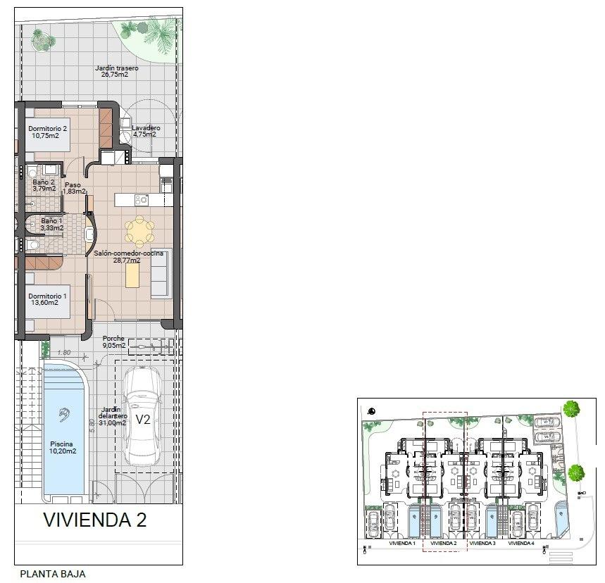 For sale - 2 Bedroom 2 Bathroom Bungalow in Pilar de La Horadada - Zona Pueblo  - Alicante