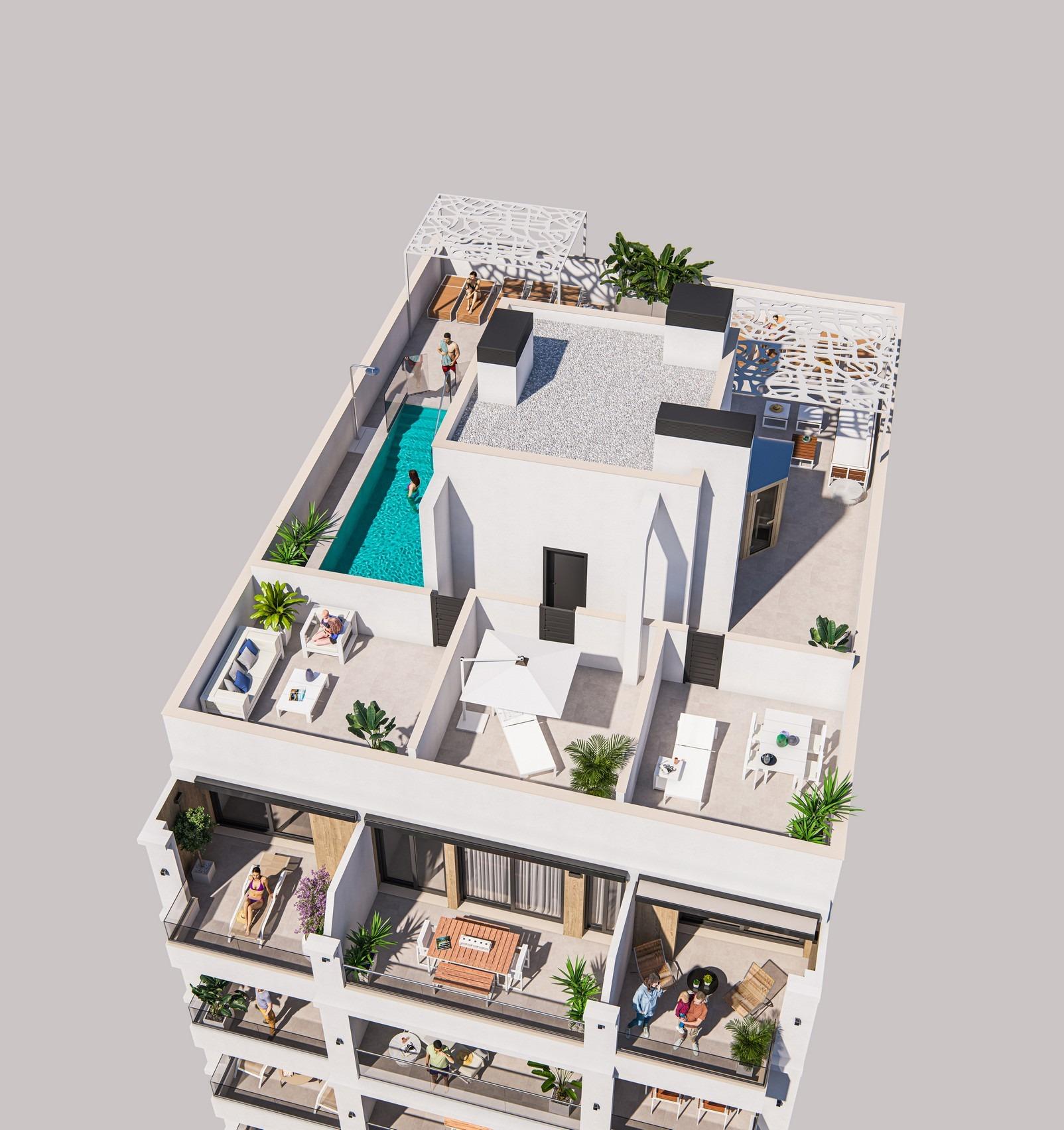 For sale - 2 Bedroom 2 Bathroom Penthouse in Torrevieja - Playa de El Cura  - Alicante