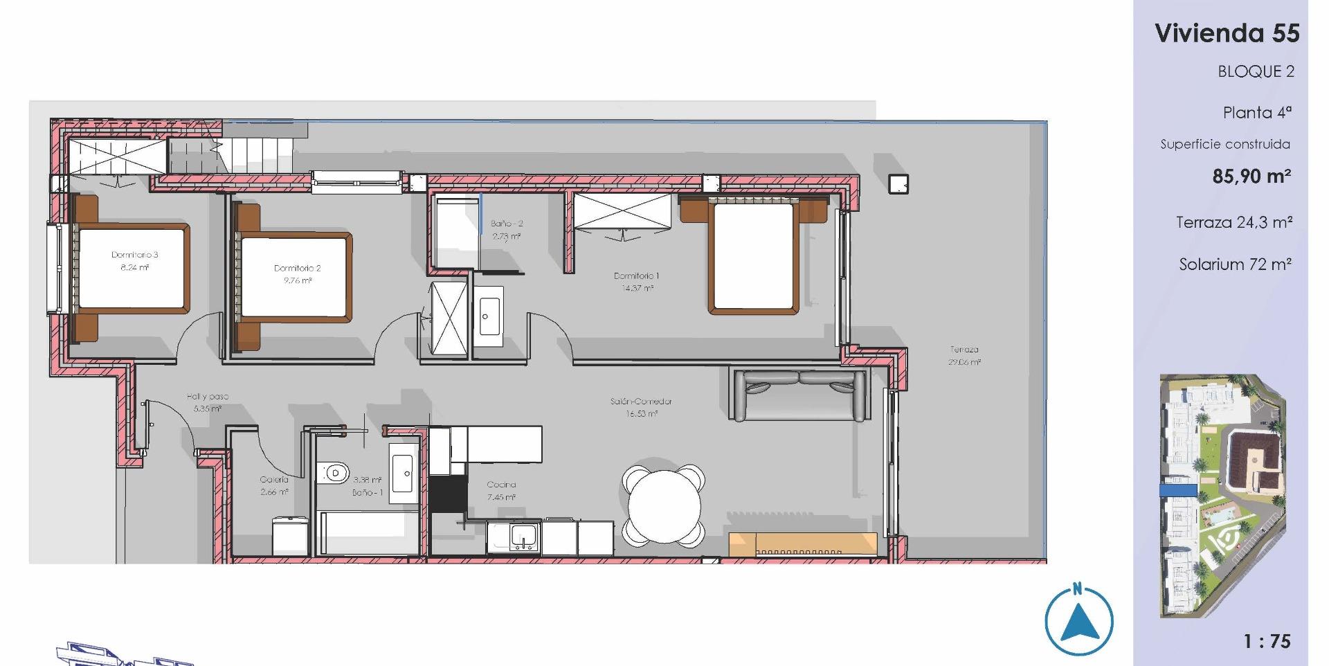 For sale - 3 Bedroom 2 Bathroom Penthouse in Guardamar del Segura - El Raso  - Alicante
