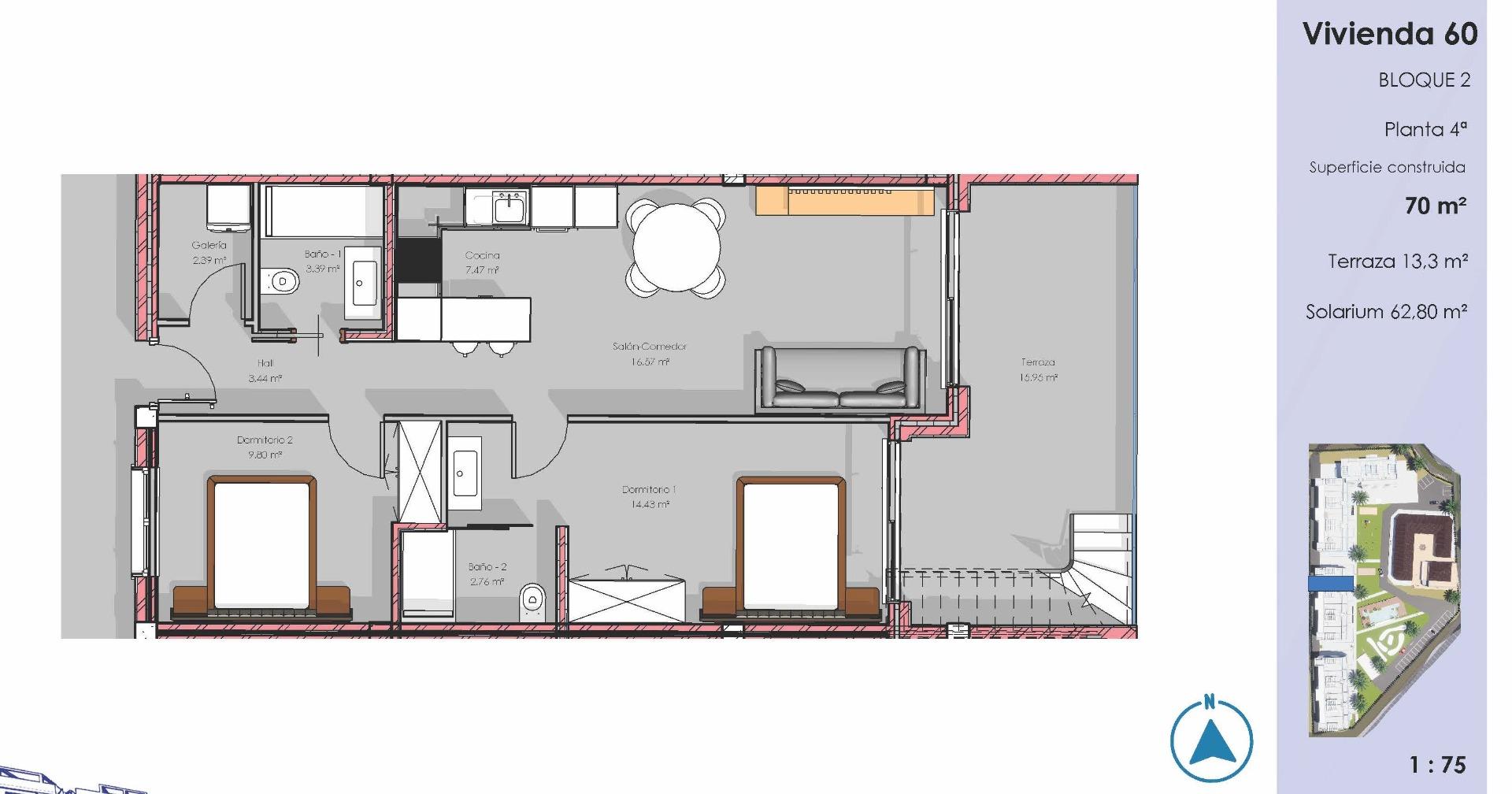 For sale - 2 Bedroom 2 Bathroom Penthouse in Guardamar del Segura - El Raso  - Alicante
