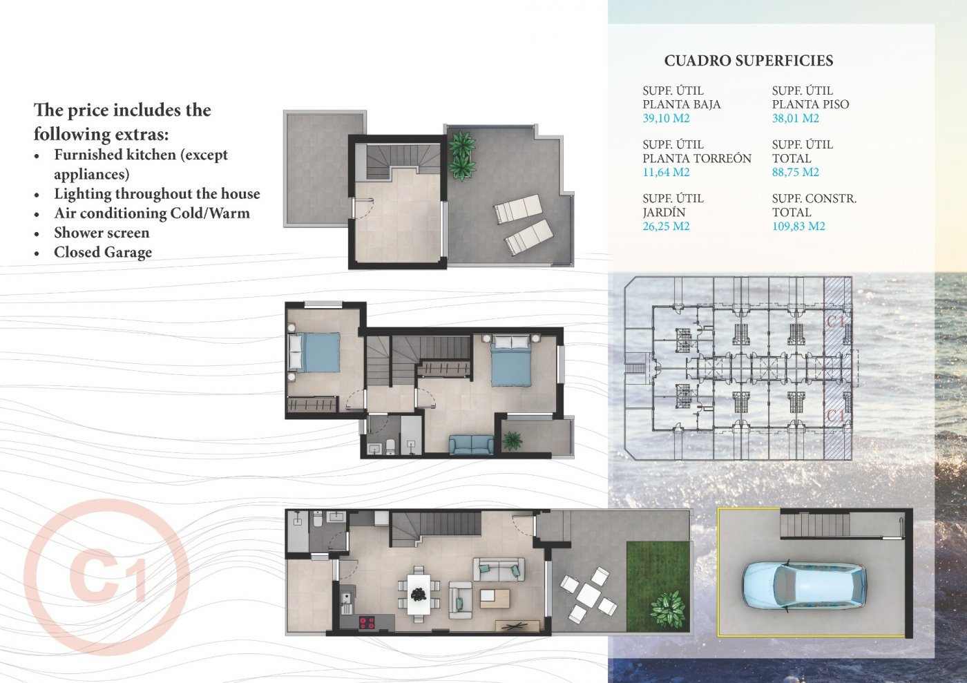 New Build - 3 Bedroom 2 Bathroom Town House in La Manga del Mar Menor - La Manga  - Murcia