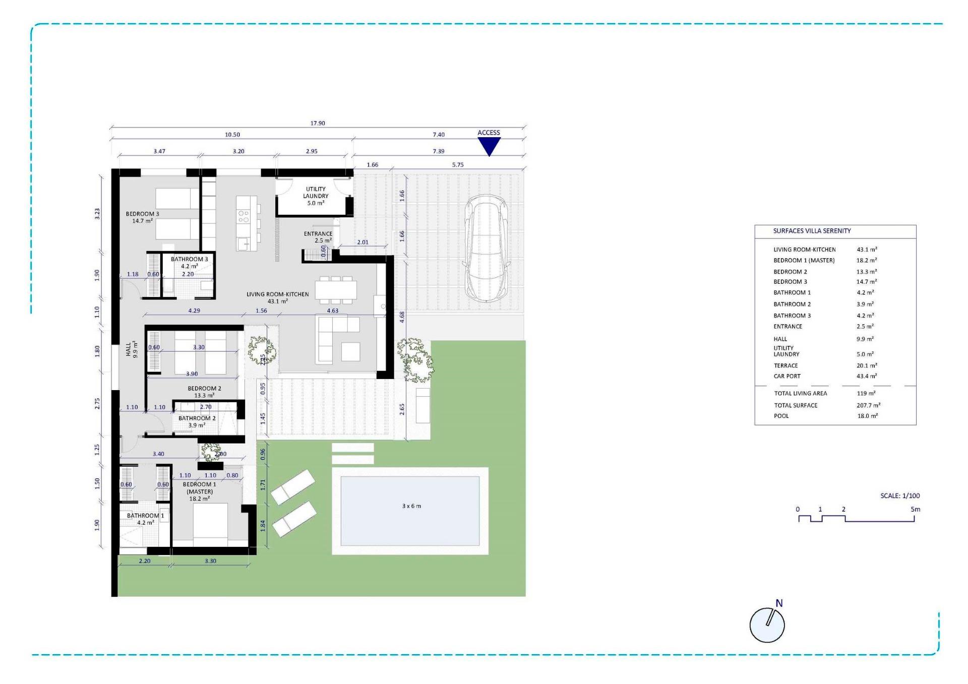 New Build - 3 Bedroom 3 Bathroom Villa in Baños y Mendigo - Altaona Golf  - Murcia