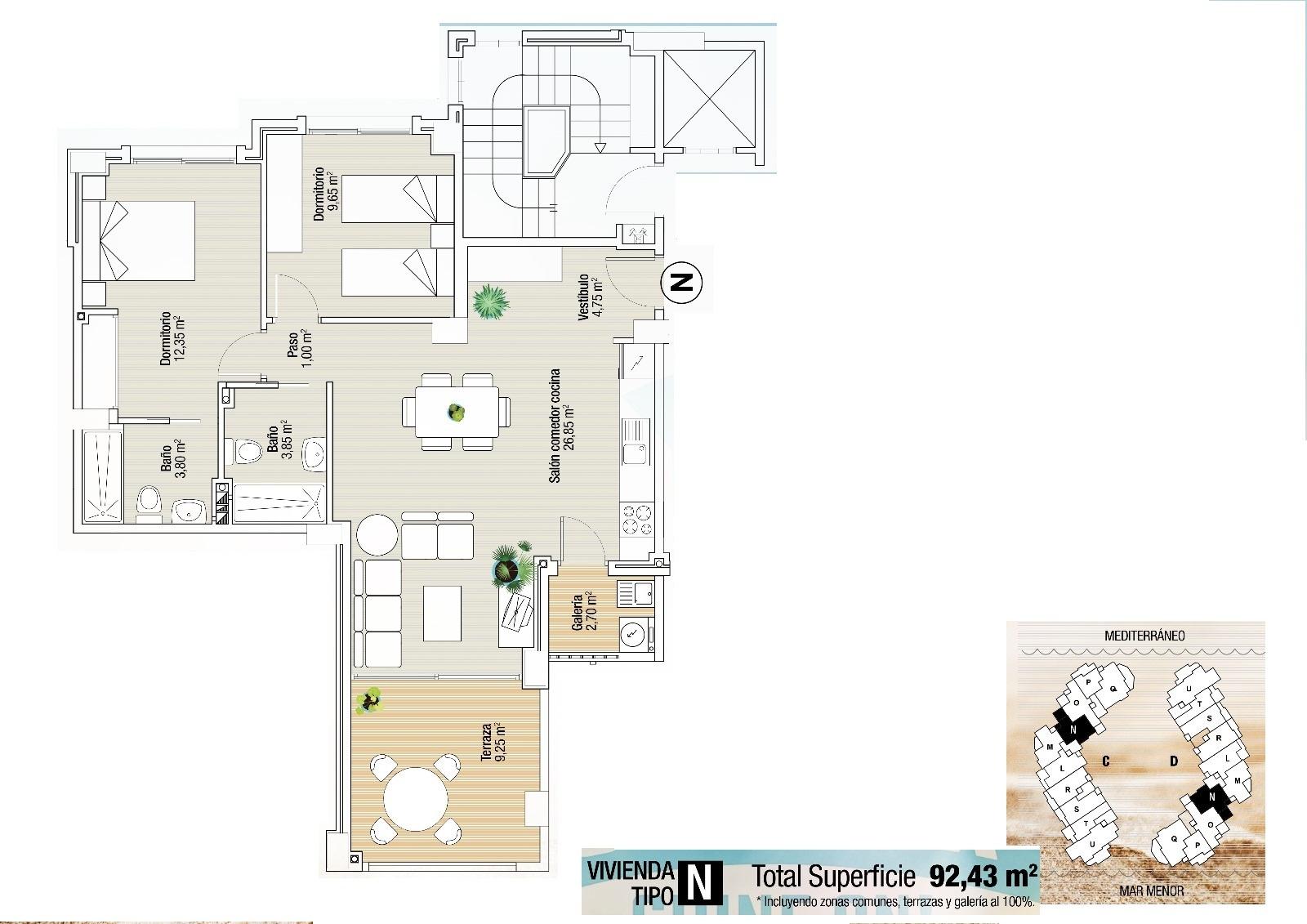 New Build - 2 Bedroom 2 Bathroom Apartment in La Manga del Mar Menor - La Manga  - Murcia