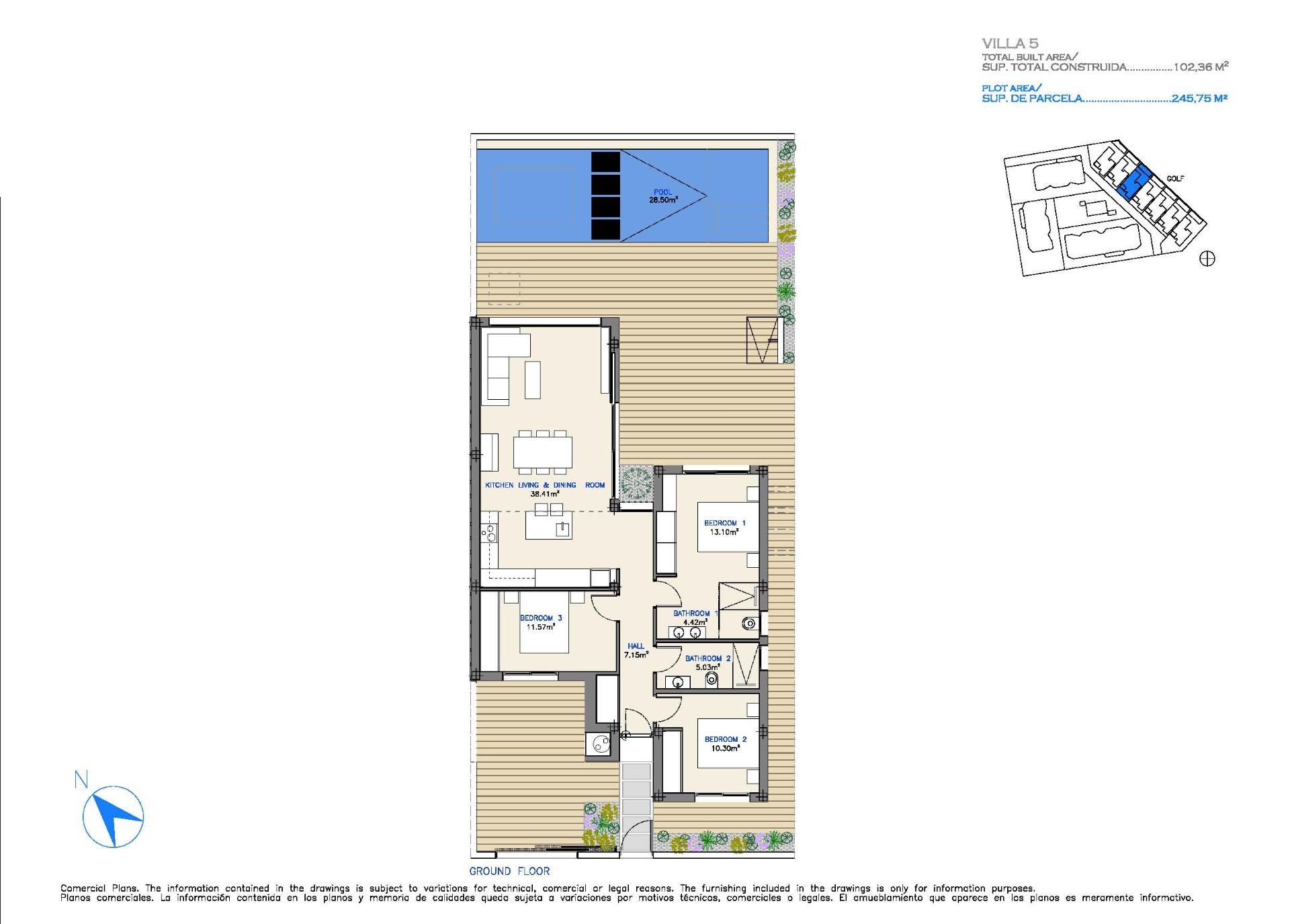New Build - 3 Bedroom 2 Bathroom Villa in Los Alcazares - Serena Golf  - Murcia