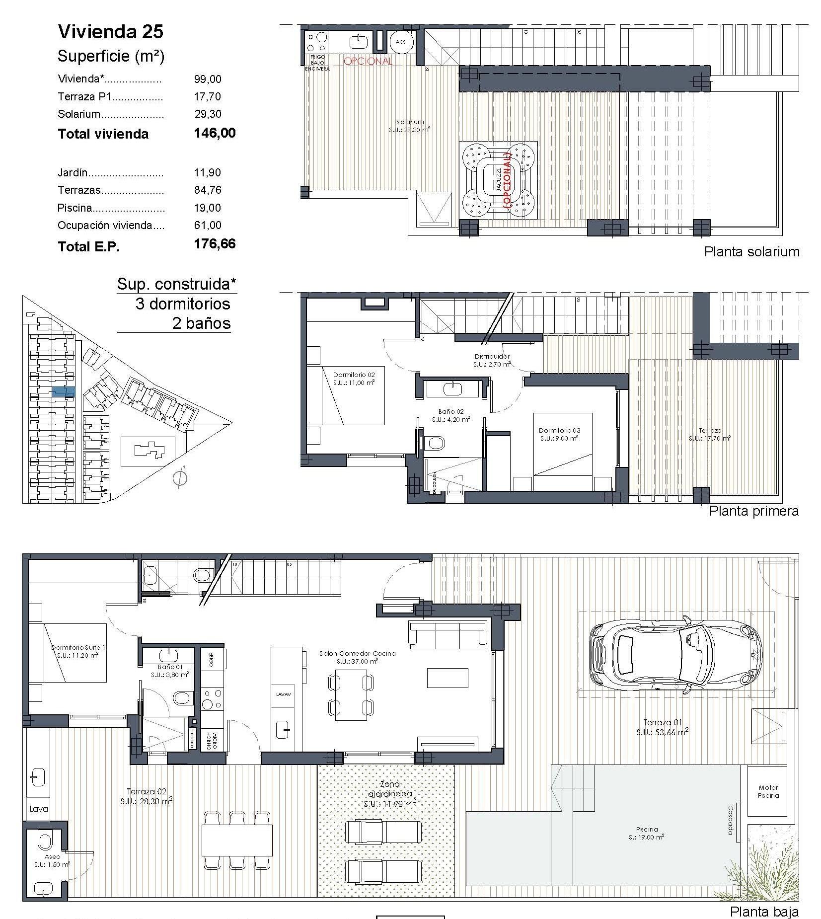 New Build - 3 Bedroom 2 Bathroom Quad House in Los Alcazares - Serena Golf  - Murcia
