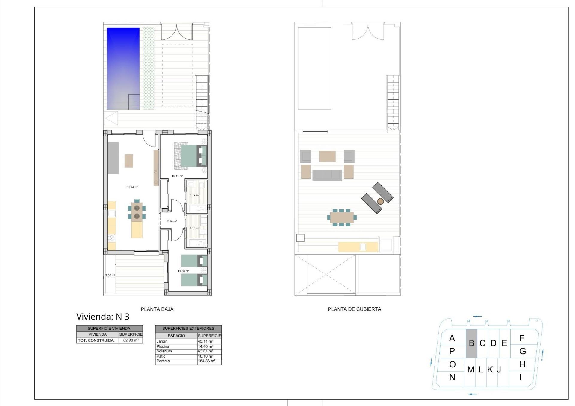 New Build - 2 Bedroom 2 Bathroom Town House in Torre Pacheco - El Alba  - Murcia