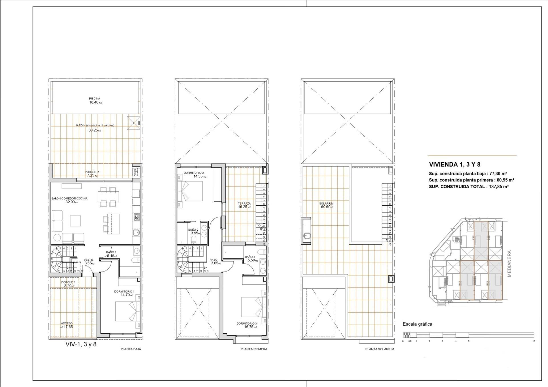 New Build - 3 Bedroom 3 Bathroom Town House in San Javier - pueblo  - Murcia