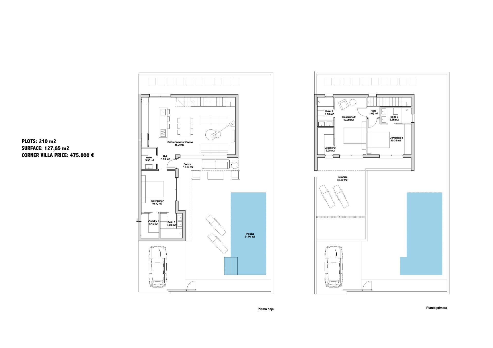 New Build - 3 Bedroom 3 Bathroom Villa in San Javier - Parque de los leones  - Murcia