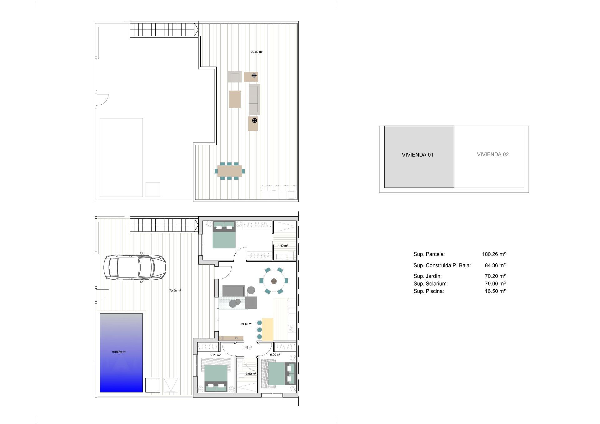 New Build - 3 Bedroom 2 Bathroom Quad House in Torre Pacheco - pueblo  - Murcia