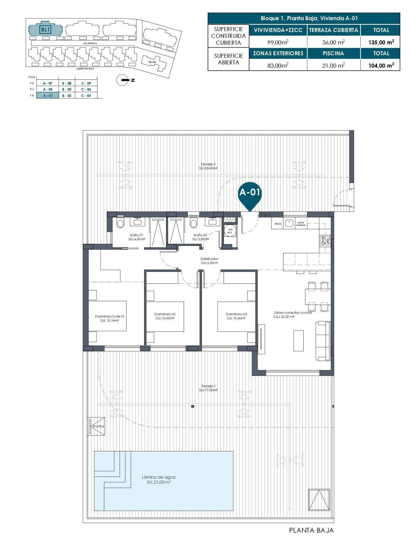 New Build - 3 Bedroom 2 Bathroom Apartment in Los Alcazares - Serena Golf  - Murcia