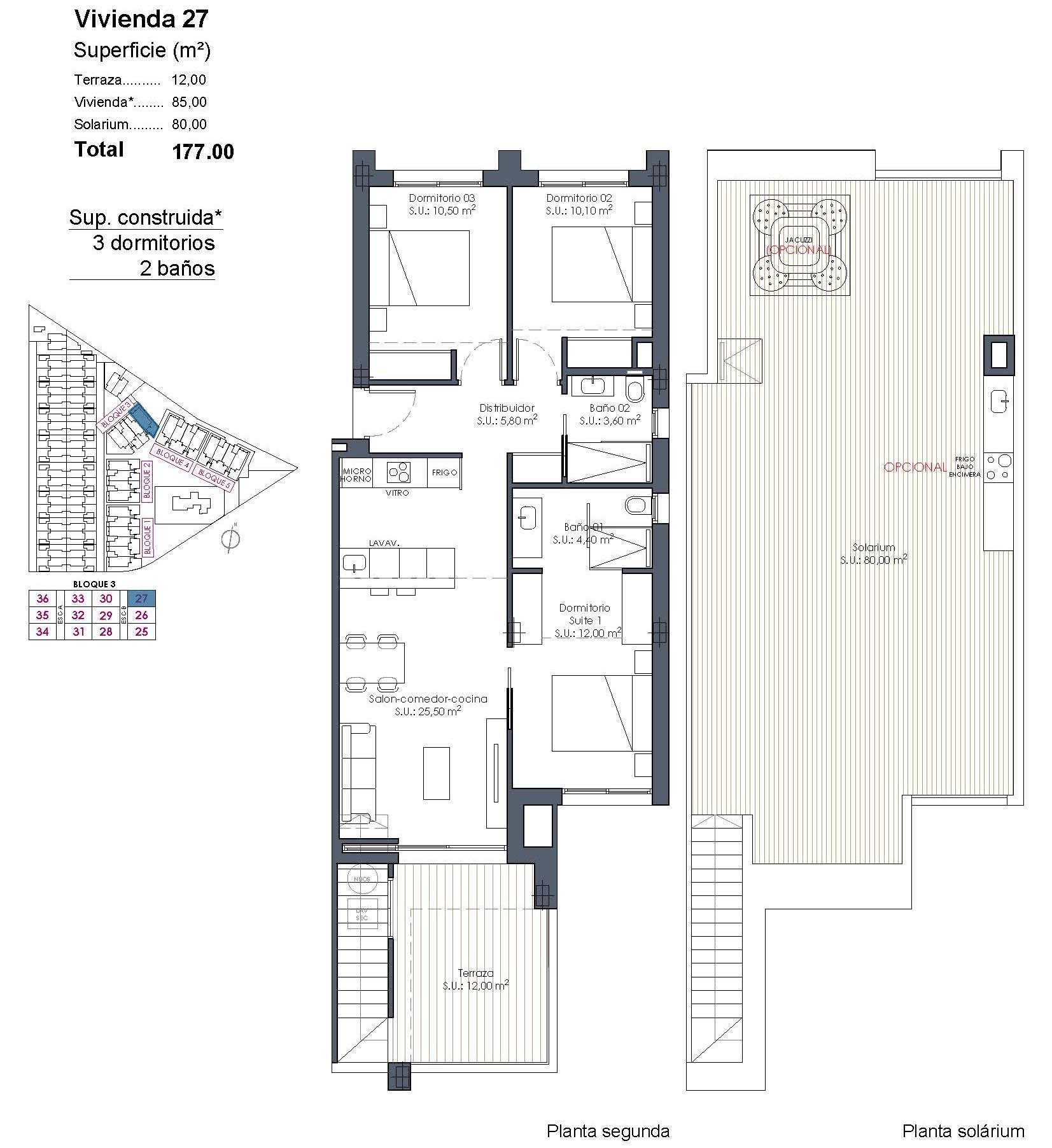 New Build - 3 Bedroom 2 Bathroom Penthouse in Los Alcazares - Serena Golf  - Murcia
