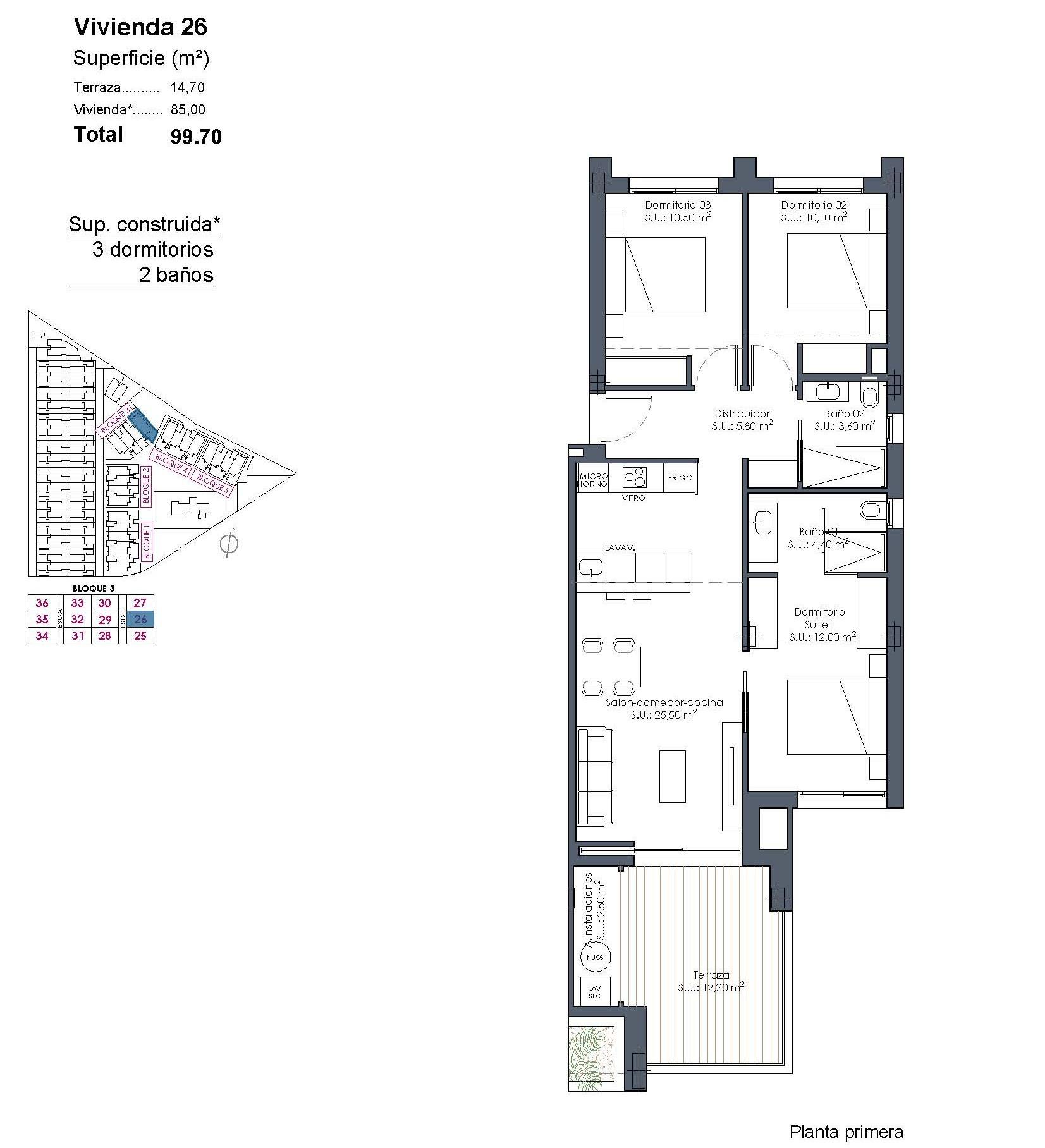 New Build - 3 Bedroom 2 Bathroom Apartment in Los Alcazares - Serena Golf  - Murcia