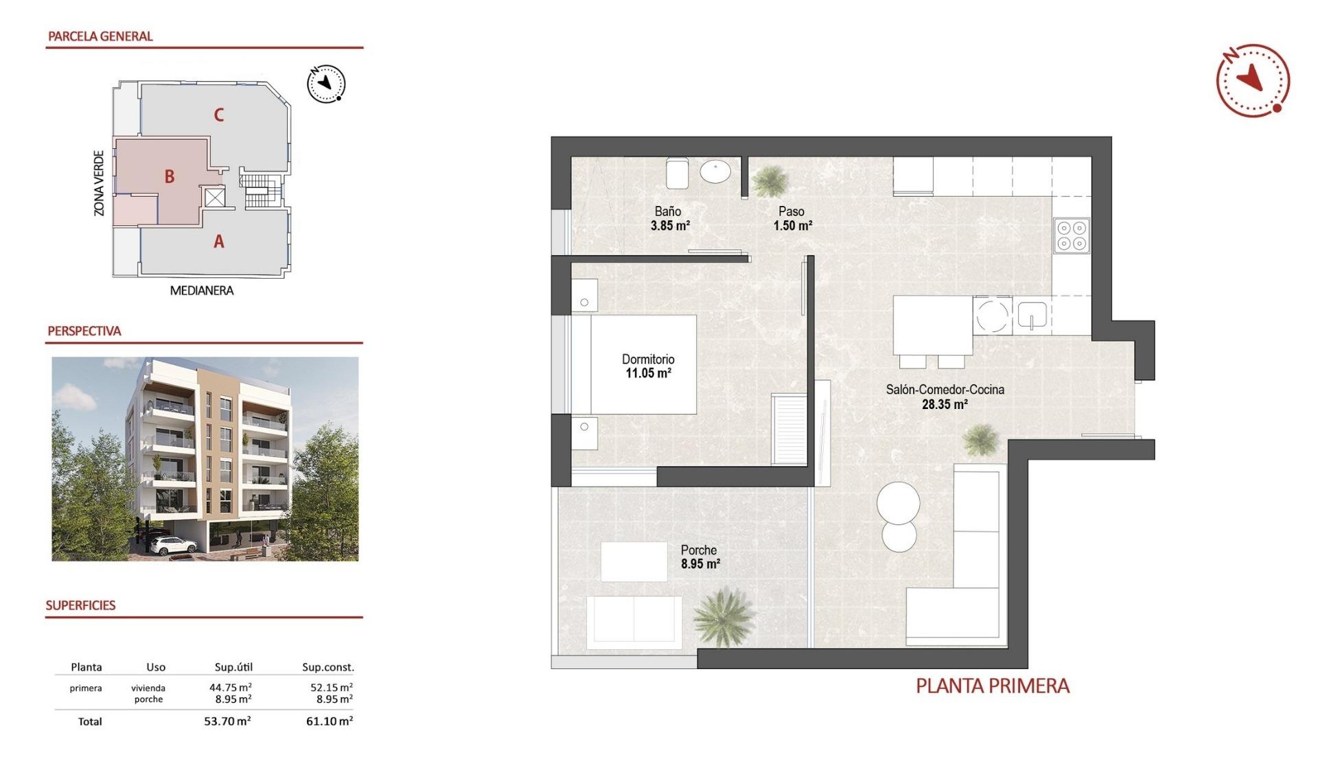 New Build - 1 Bedroom 1 Bathroom Apartment in San Pedro del Pinatar - Lo Pagan  - Murcia