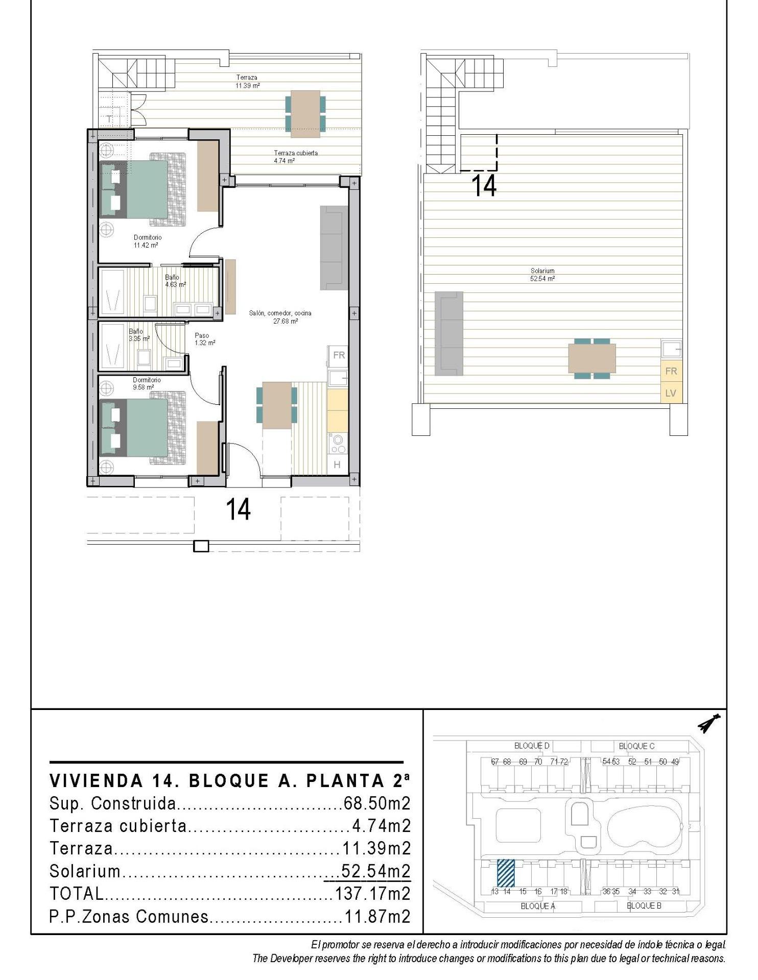 New Build - 2 Bedroom 2 Bathroom Penthouse in Torre Pacheco - San Cayetano  - Murcia