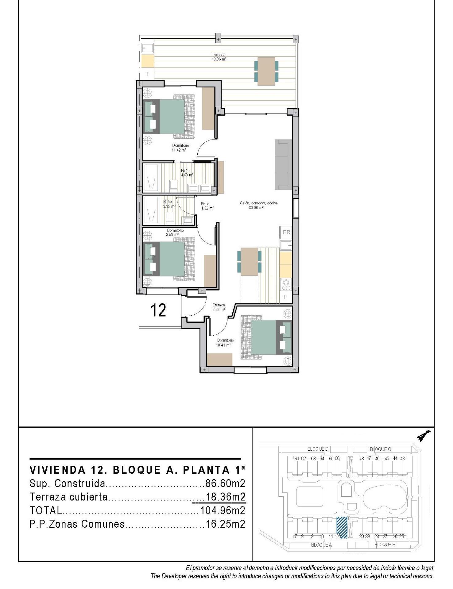 New Build - 3 Bedroom 2 Bathroom Apartment in Torre Pacheco - San Cayetano  - Murcia