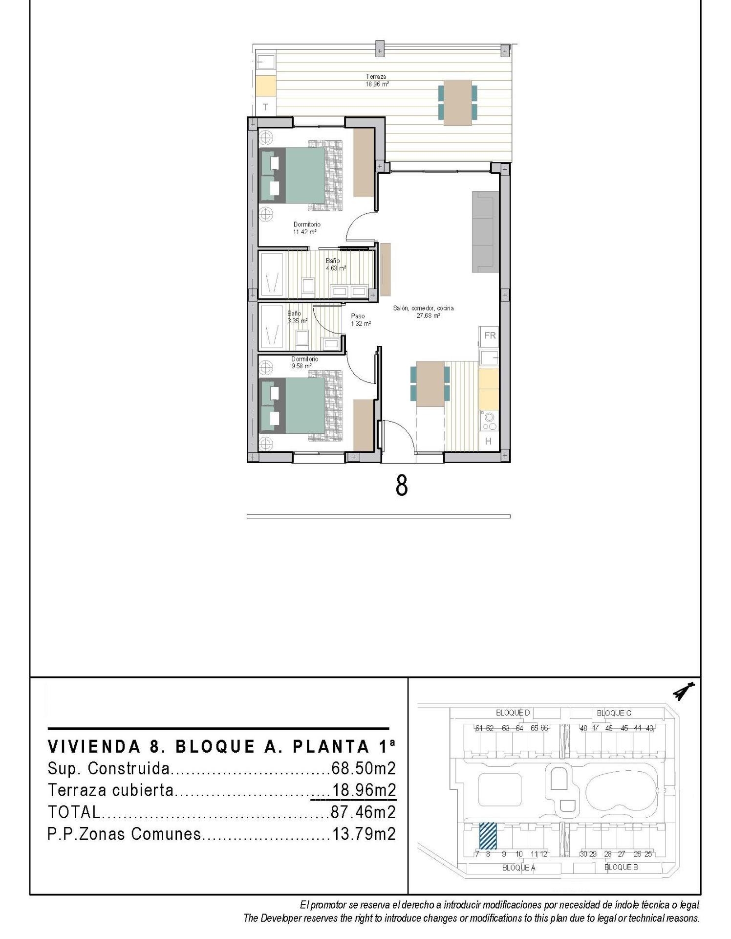 New Build - 2 Bedroom 2 Bathroom Apartment in Torre Pacheco - San Cayetano  - Murcia