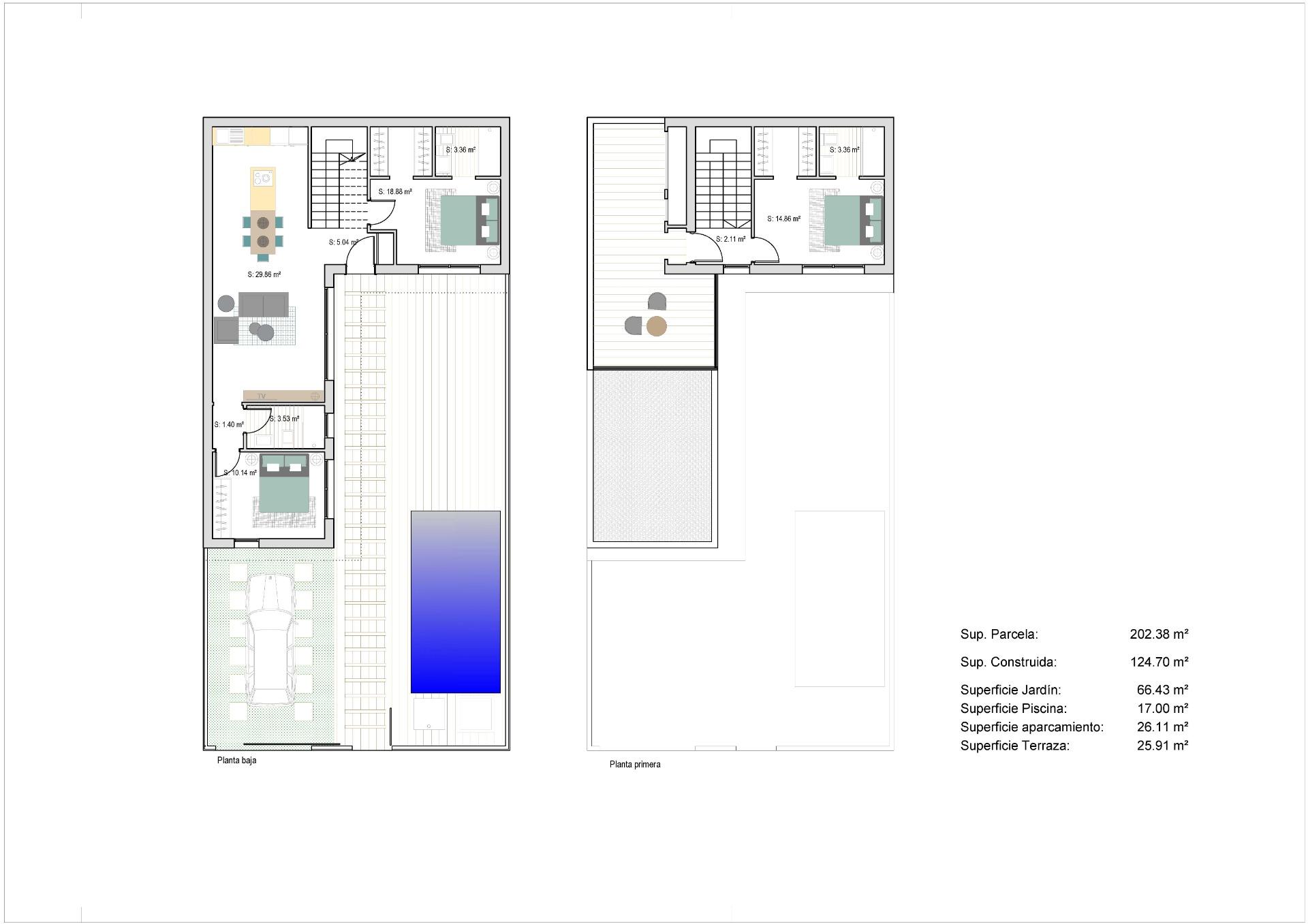 New Build - 3 Bedroom 3 Bathroom Town House in San Javier - Parque del doce  - Murcia