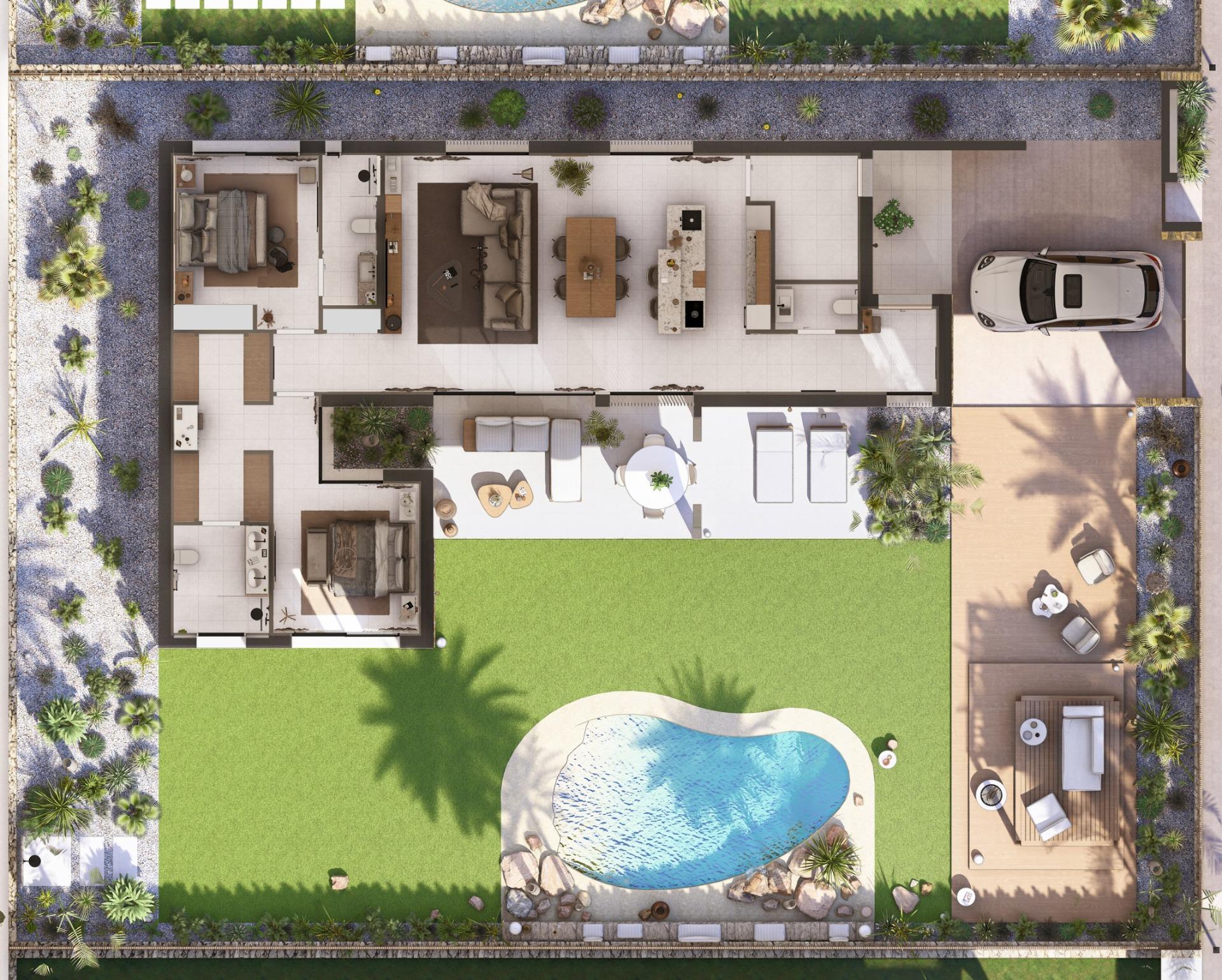 New Build - 2 Bedroom 2 Bathroom Villa in Baños y Mendigo - Altaona Golf  - Murcia