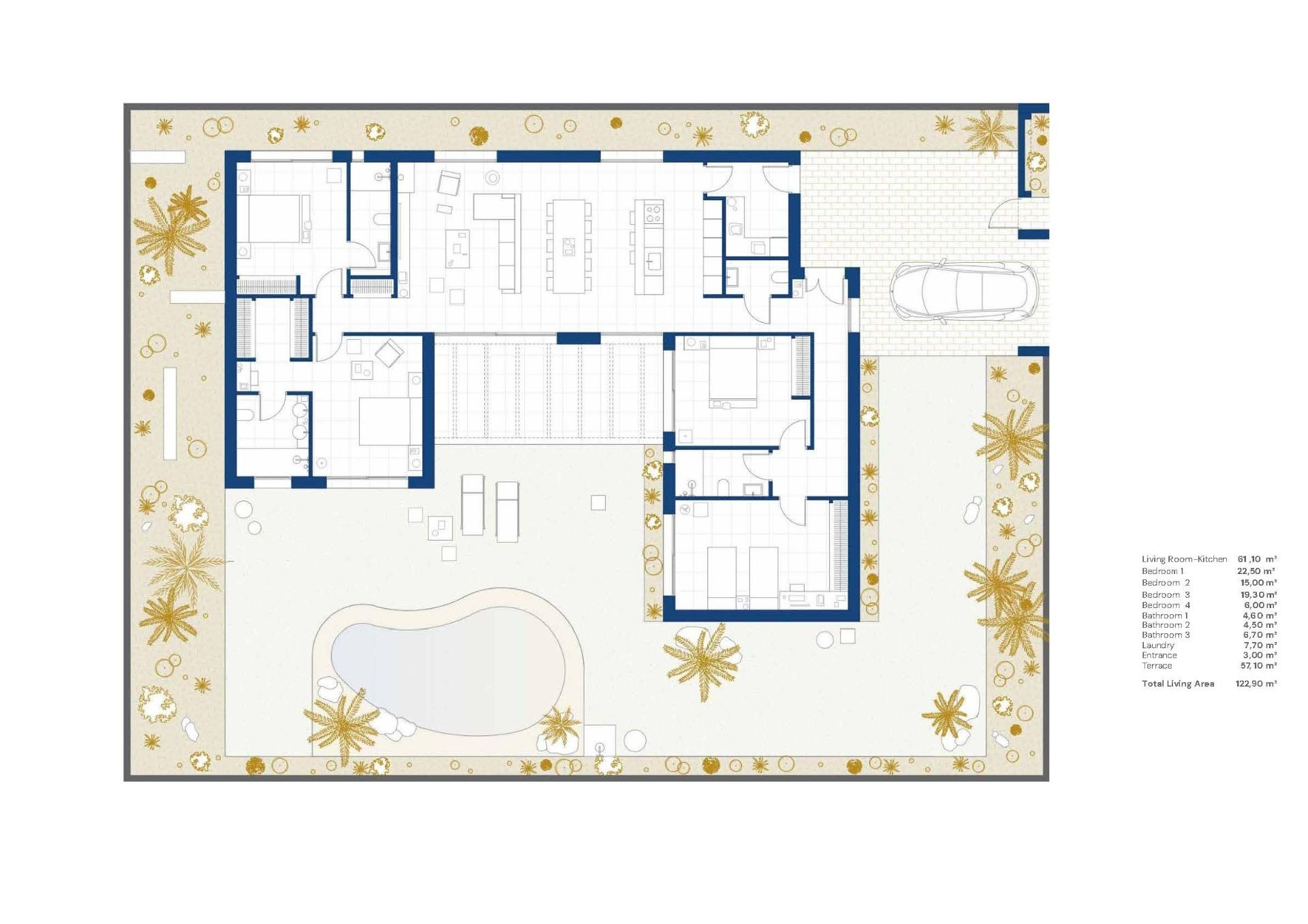 New Build - 4 Bedroom 3 Bathroom Villa in Baños y Mendigo - Altaona Golf  - Murcia