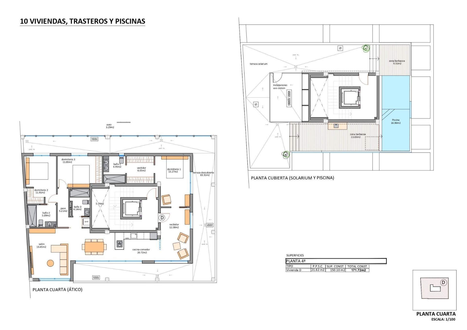 New Build - 3 Bedroom 3 Bathroom Penthouse in San Pedro del Pinatar - Lo Pagan  - Murcia