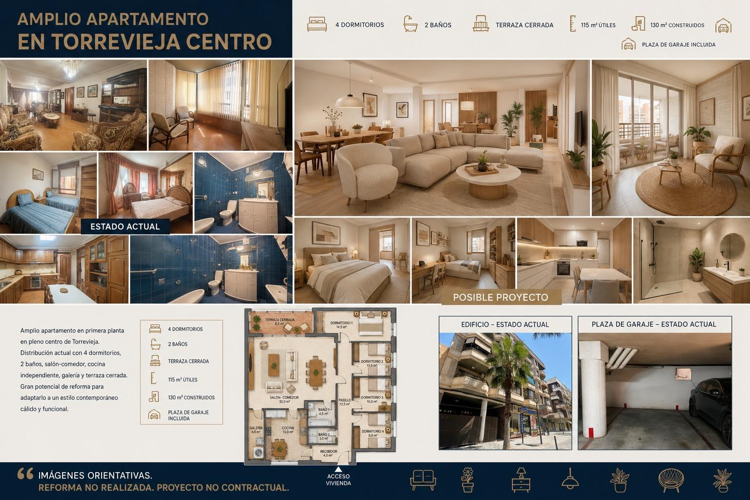 For sale - 4 Bedroom 2 Bathroom Apartment in Torrevieja - Centro  - Alicante